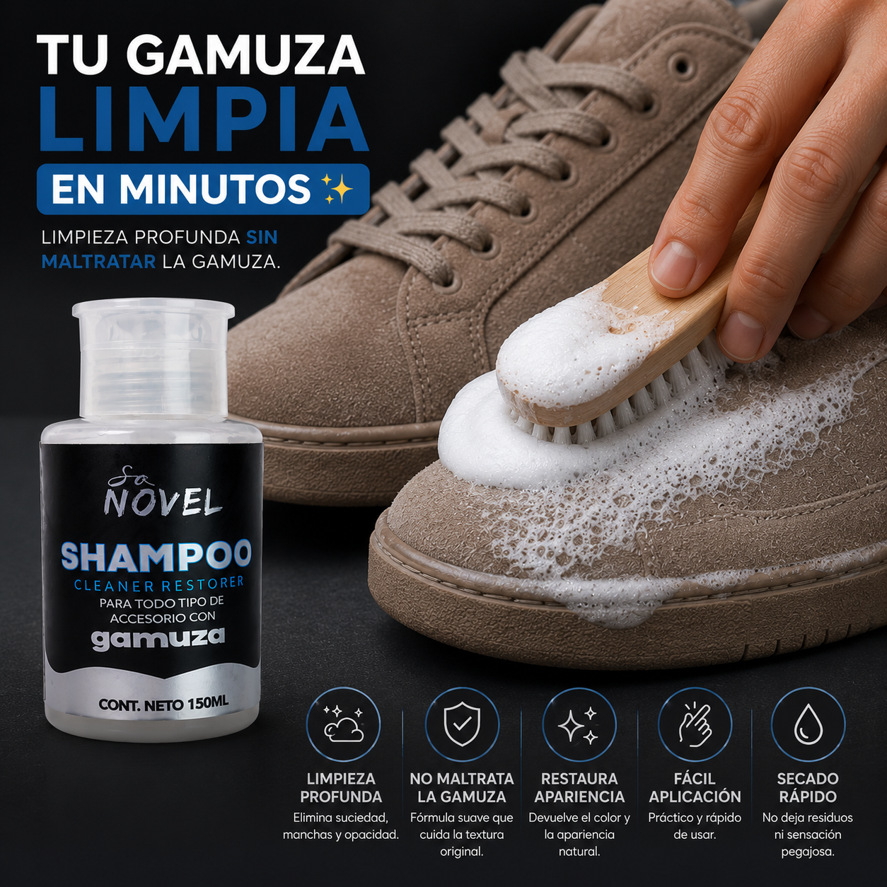 Shampoo Cleaner Restorer para Gamuza